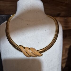 Monet Gold and Tan Twist Necklace